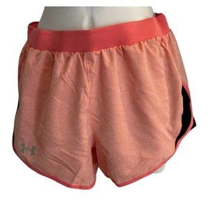Under Armour Women's Headgear Loose Printed Shorts Size XS Peach & Black NWT
